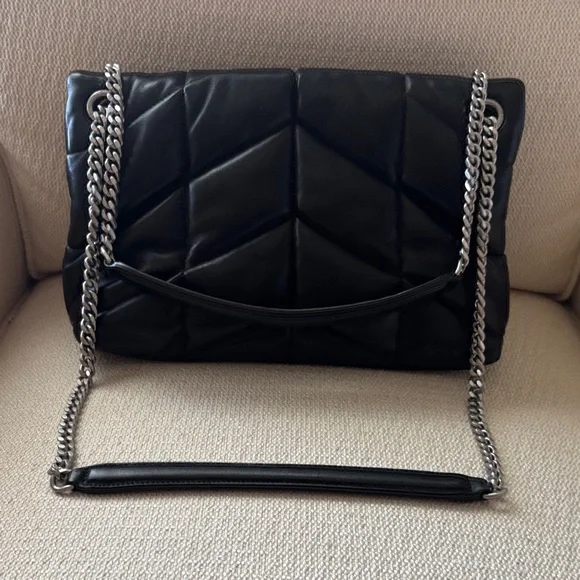 Yves Saint Laurent Black Quilted Shoulder Bag with Silver Accents - Picture 4 of 4